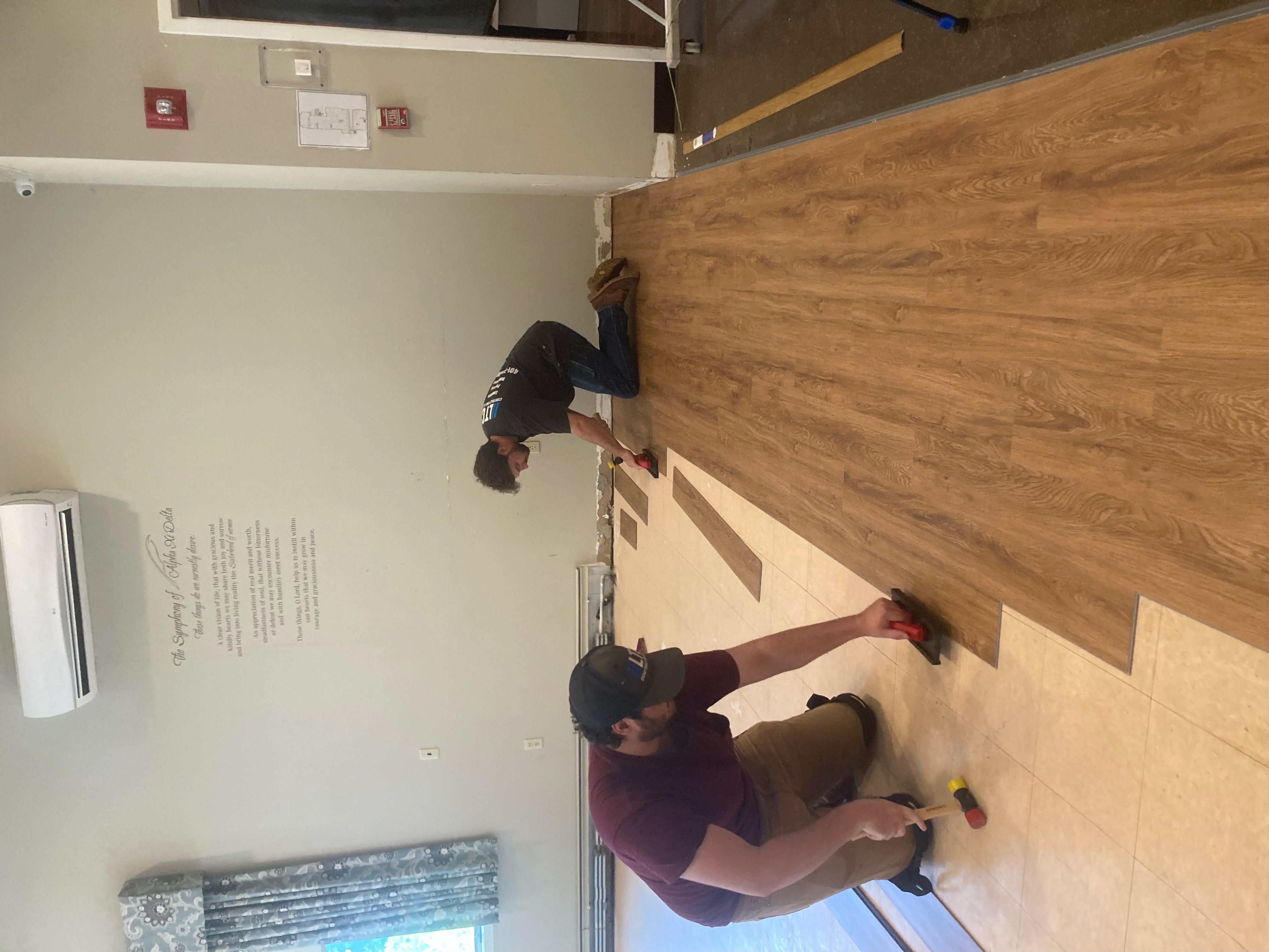 Flooring installation progress