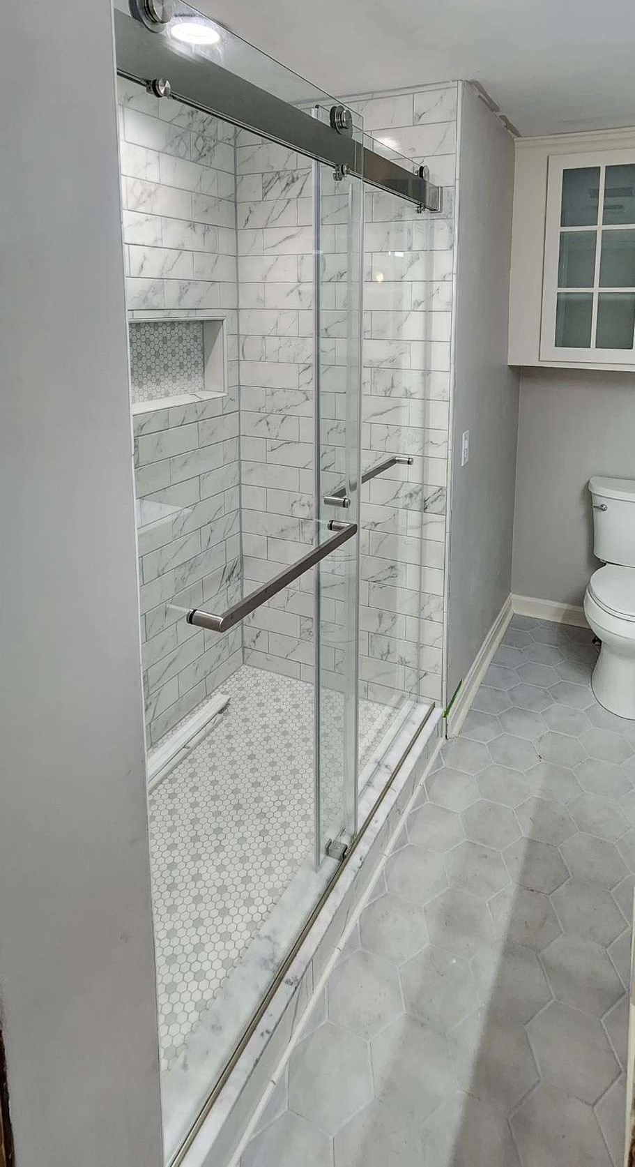Residential bathroom shower remodel after completion